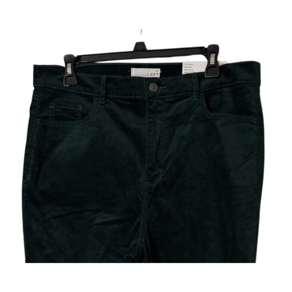 NWT made and loved LOFT Womens The Skinny High Rise Velvet Green Pants Size 32 - Picture 2 of 9